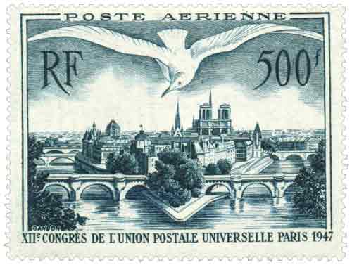 Timbre :  XIIe CONGRÈS DE L’UNION POSTALE UNIVERSELLE PARIS 1947