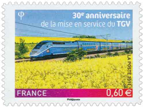 Timbre : 30ème anniversaire de la mise en service du TGV