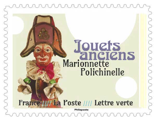 Timbre : JOUETS ANCIENS - Marionnette Polichinelle