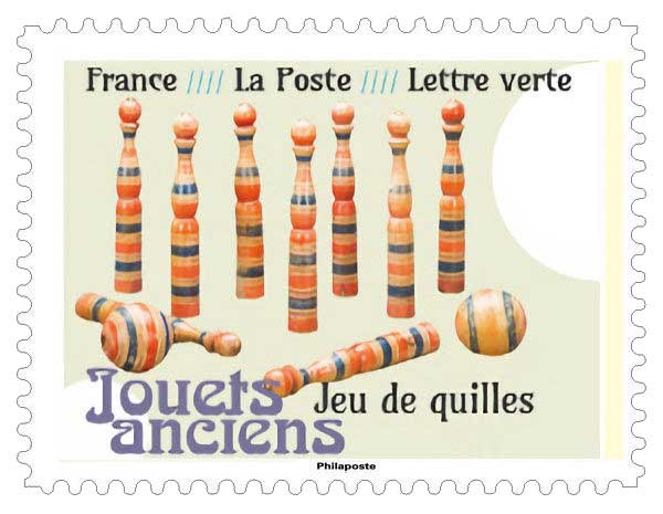 Timbre : JOUETS ANCIENS - Jeu de quilles