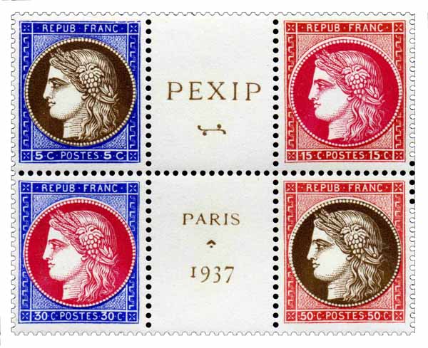 Timbre: REPUB FRANC PEXIP PARIS 1937