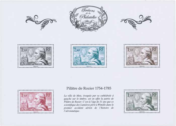 Bloc  "Trésors de la Philatélie" : 2015 Jean-François Pilâtre de Rozier 1754-1785