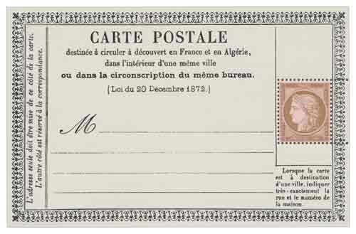 Timbre : 150 ANS DE LA CARTE POSTALE EN FRANCE