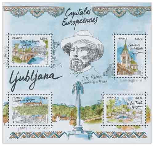 Bloc 4 timbres - Capitales Européennes - Ljubljana