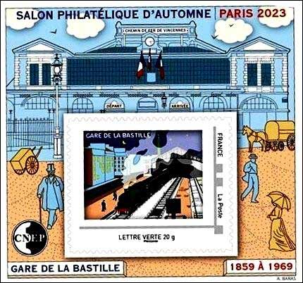 Bloc CNEP :  Salon Philatélique d’Automne - Paris 2023 - Gare de la Bastille 1859 à 1969