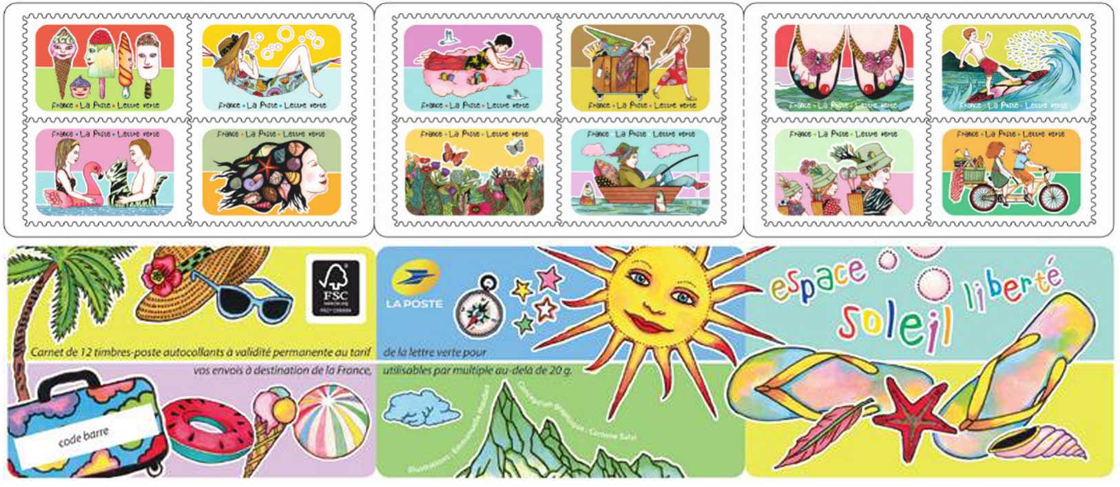 Carnet : 12 timbres - Vacances