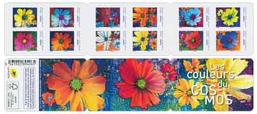 Carnet : 12 timbres - Fleurs Cosmos