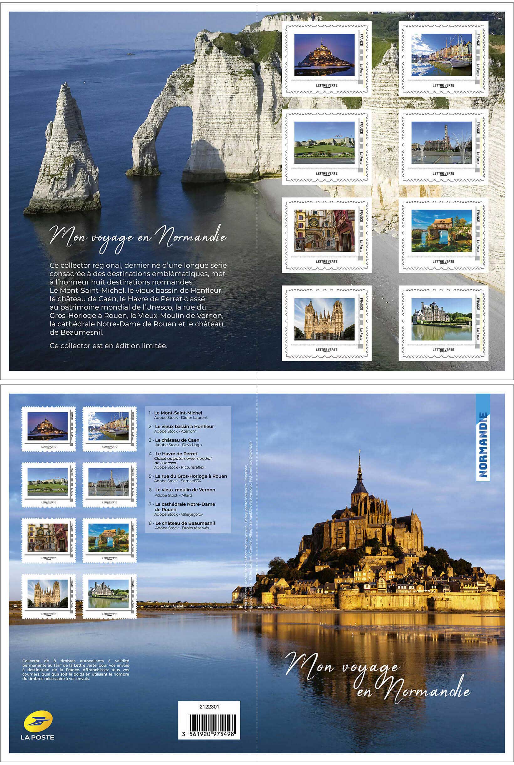 Collector 8 timbres - Mon voyage en Normandie