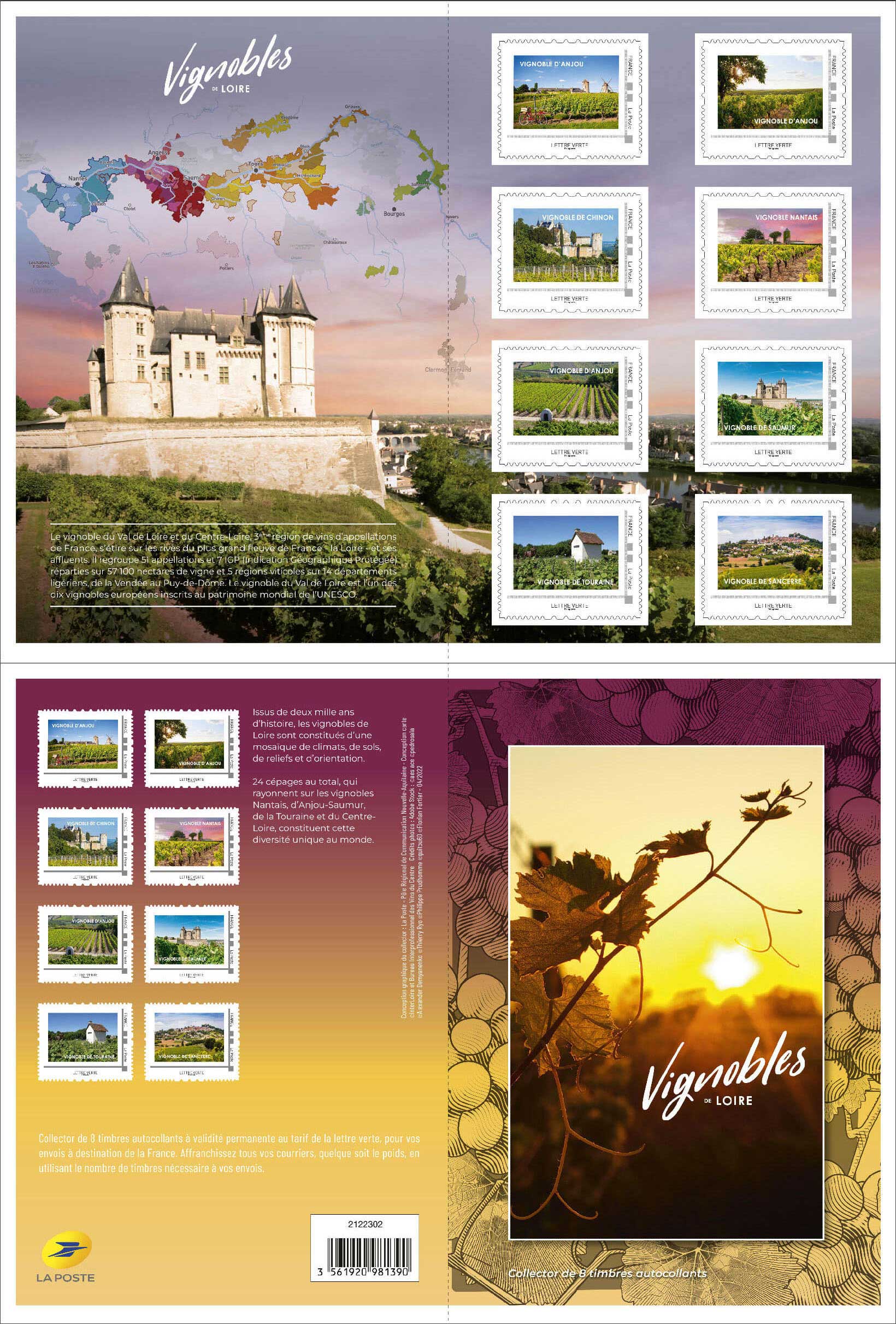 Collector 8 timbres - Vignobles de Loire
