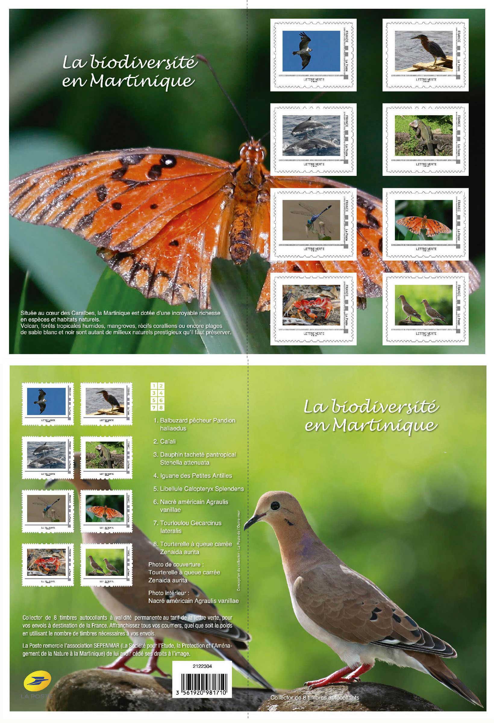 Collector 8 timbres - La biodiversité en Martinique