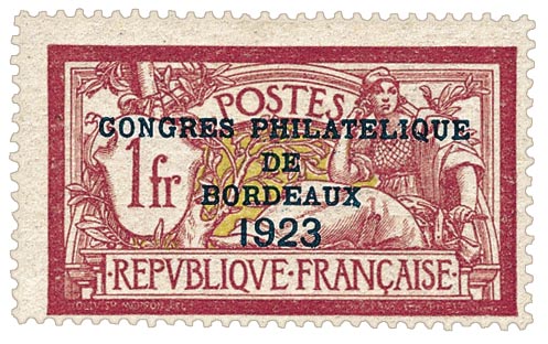 Timbre: CONGRES PHILATÉLIQUE DE BORDEAUX 1923 - type Merson