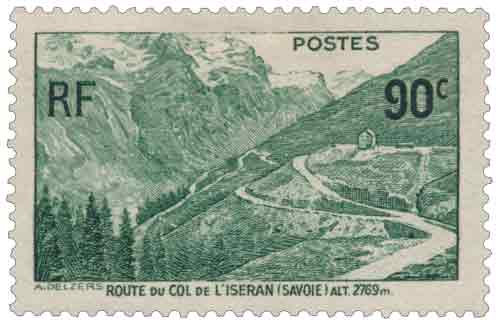 Timbre : ROUTE DU COL DE L'ISERAN (SAVOIE) ALT. 2769 m.