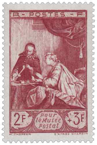 Timbre : Pour le Musée Postal "Le cachet de cire d'après Chardin (1699-1779)"