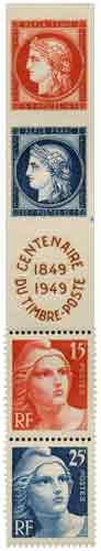 Timbre : CENTENAIRE DU TIMBRE-POSTE 1849-1949