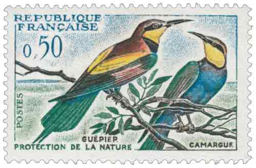 Timbre : GUÊPIER PROTECTION DE LA NATURE CAMARGUE