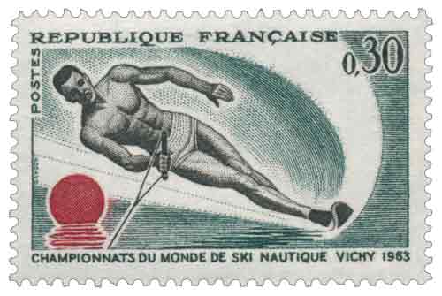 Timbre : CHAMPIONNATS DU MONDE DE SKI NAUTIQUE VICHY 1963