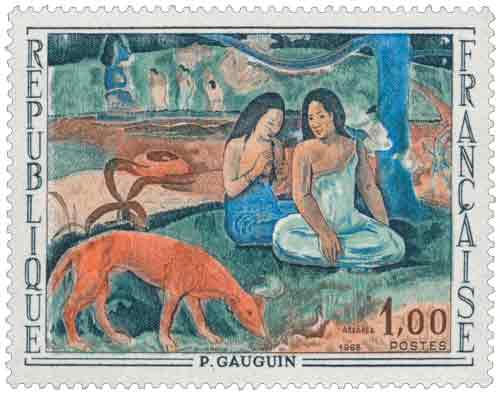 Timbre : L'Arearea (musée d'Orsay), œuvre de Paul Gauguin