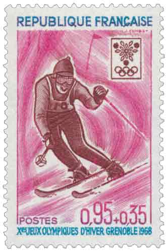 Timbre : Xes JEUX OLYMPIQUES D'HIVER GRENOBLE 1968