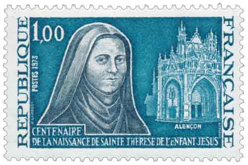 Timbre : CENTENAIRE DE LA NAISSANCE DE SAINTE THÉRÈSE DE L'ENFANT JÉSUS ALENÇON