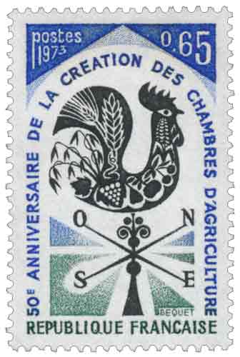 Timbre : 50EME ANNIVERSAIRE DE LA CRÉATION DES CHAMBRES D'AGRICULTURE