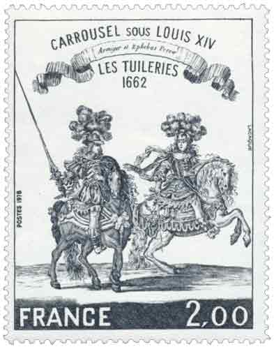 Timbre : CARROUSEL SOUS LOUIS XIV LES TUILERIES 1662