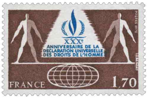 Timbre : 1978 XXXème ANNIVERSAIRE DE LA DÉCLARATION UNIVERSELLE DES DROITS DE L'HOMME