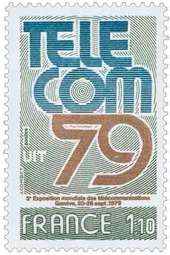 Timbre : TÉLÉCOM 79 UIT 3e Exposition mondiale des télécommunications Genève