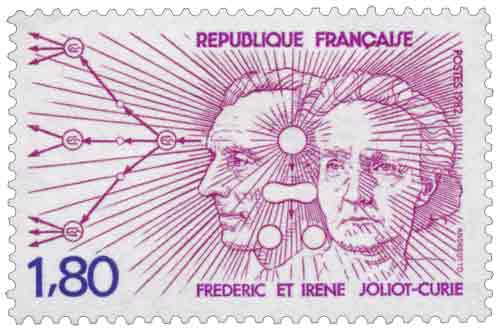 Timbre : FRÉDÉRIC ET IRÈNE JOLIOT-CURIE