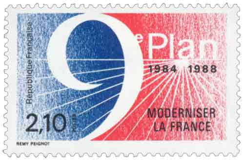 Timbre : 9ème PLAN 1984-1988 MODERNISER LA FRANCE