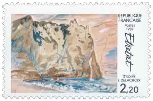 Timbre : Étretat d'après EUGENE DELACROIX