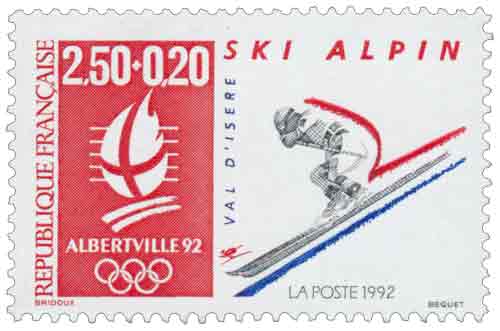 Timbre : ALBERTVILLE 92 SKI ALPIN VAL D'ISÈRE