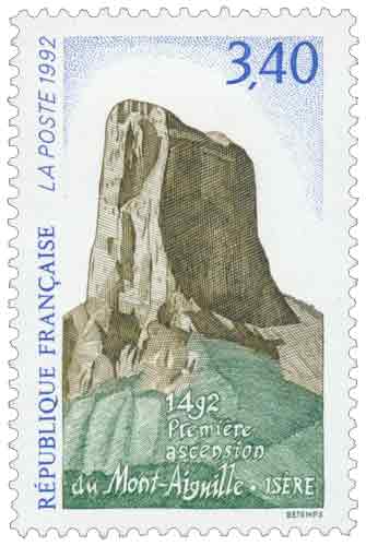 Timbre : Première ascension du Mont-Aiguille. Isère 1492