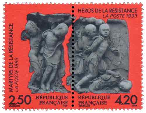 Timbre : MARTYRS DE LA RÉSISTANCE HÉROS DE LA RÉSISTANCE