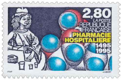 Timbre : PHARMACIE HOSPITALIÈRE 1495-1995