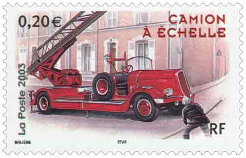 Timbre : CAMION POMPIER A ÉCHELLE