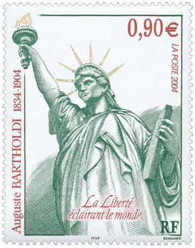 Timbre : Auguste BARTHOLDI 1834-1904 La Liberté éclairant le monde