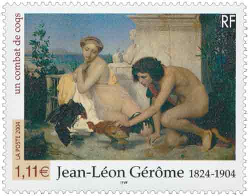 Timbre : Jean-Léon Gérôme 1824-1904 un combat de coqs