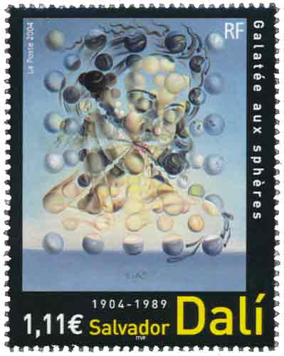 Timbre : Salvador Dali 1904-1989 Galatée aux sphères