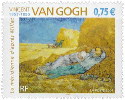 Timbre : VINCENT VAN GOGH 1853-1890 La méridienne d'après Millet