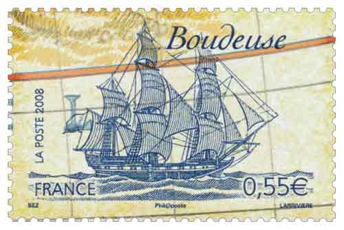 Timbre : Voiliers célèbres: La Boudeuse de Louis Antoine de Bougainville