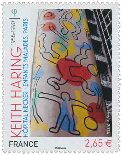Timbre : Keith Haring 1958-1990 Hôpital Necker - Enfants malades, PARIS