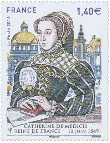 Timbre : Catherine de Médicis Reine de France 10 juin 1549