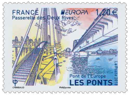 Timbre : Passerelle des Deux Rives - Europa - Pont de l'Europe - Les ponts