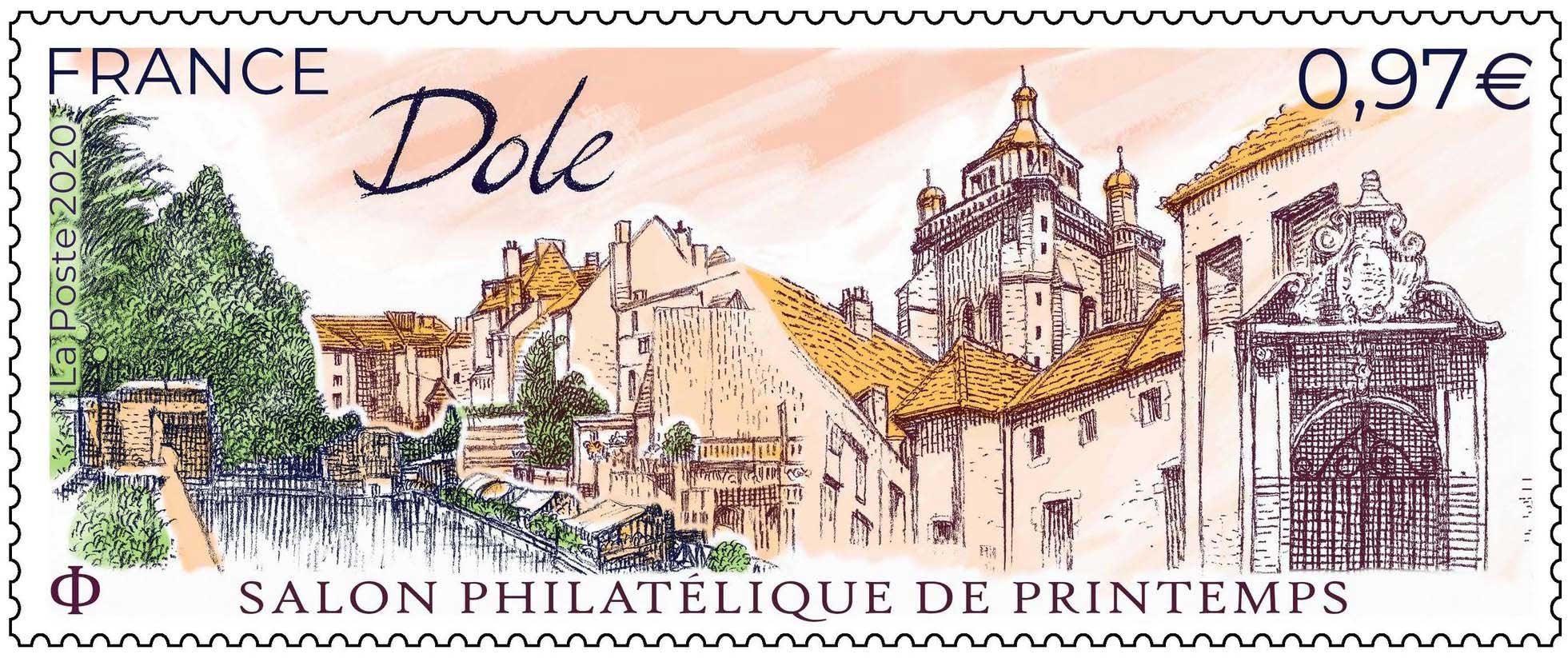 Timbre - Salon Philatelique de printemps - Dole - Lettre verte