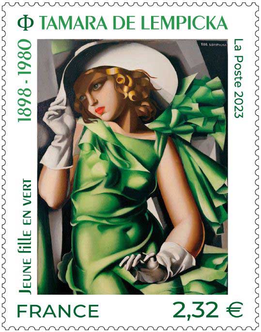 Timbre : Tamara de Lempicka "Jeune fille en vert"