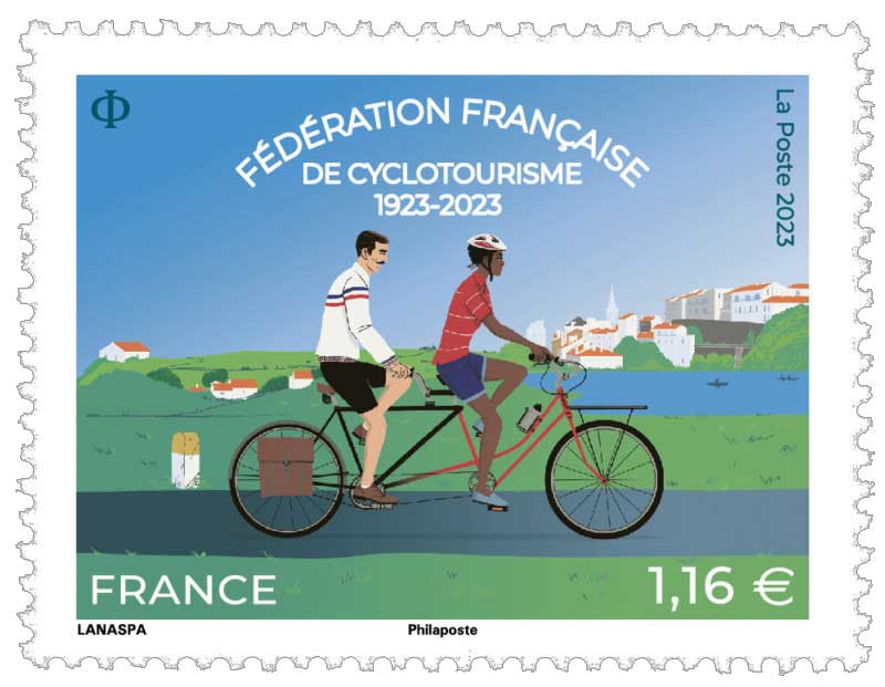 Timbre : Fédération Française de Cyclotourisme 1923-2023