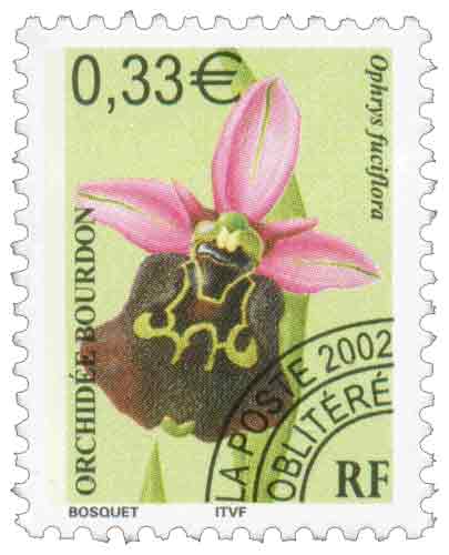 Timbre : 2002 ORCHIDÉE BOURDON Ophrys fuciflora