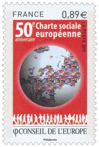Timbre : Conseil de l'Europe 50ème charte sociale européenne