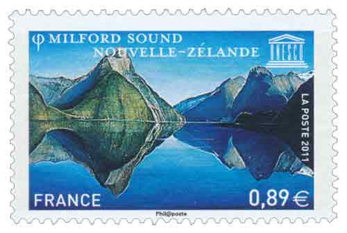Timbre : UNESCO MILFORD SOUND NOUVELLE-ZÉLANDE