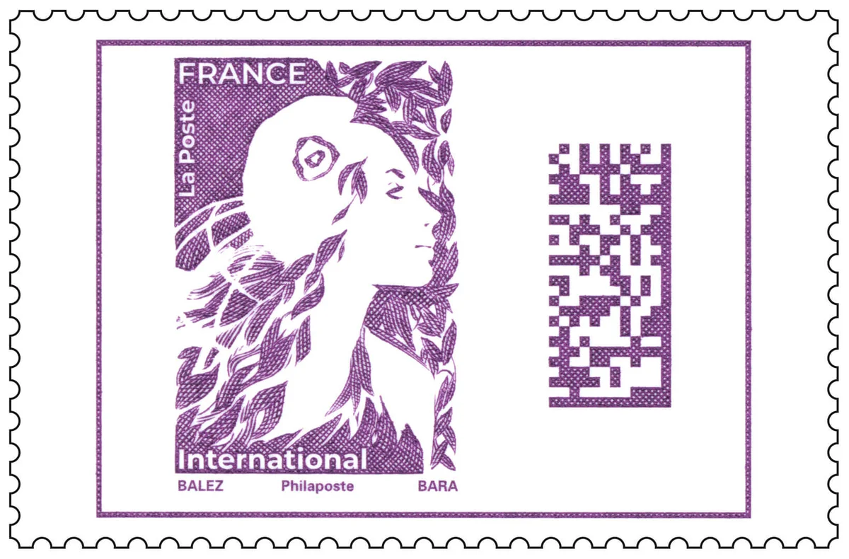 Timbre : Timbre Marianne de l'avenir - Lettre internationale Violet